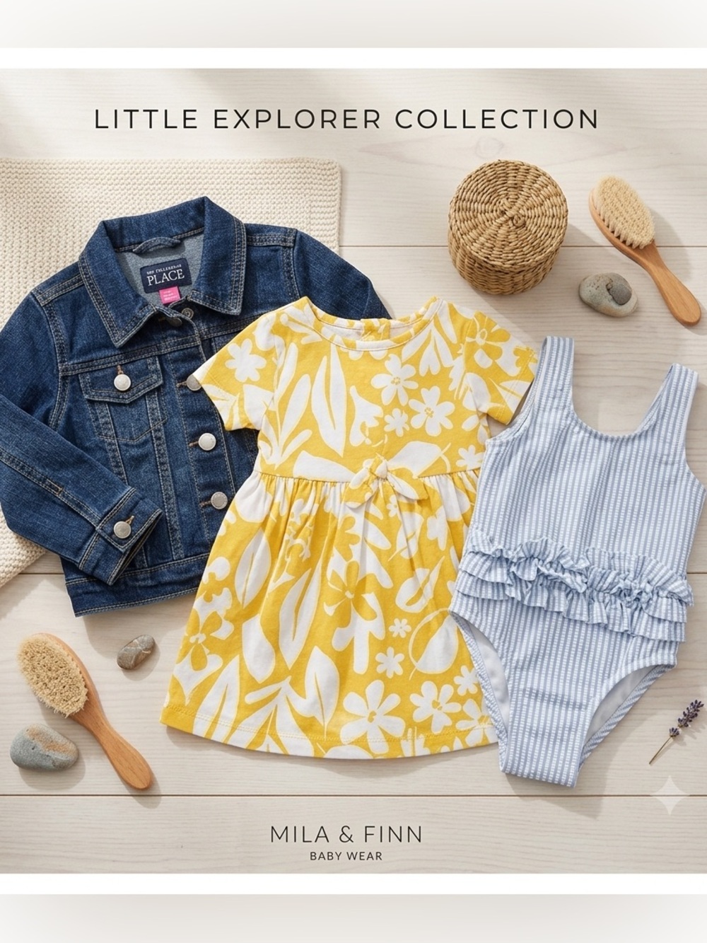Baby Girl 3 Pieces Bundle Denim Jacket/Outfit & 1 Pc Swimsuit SZ:  All Like New